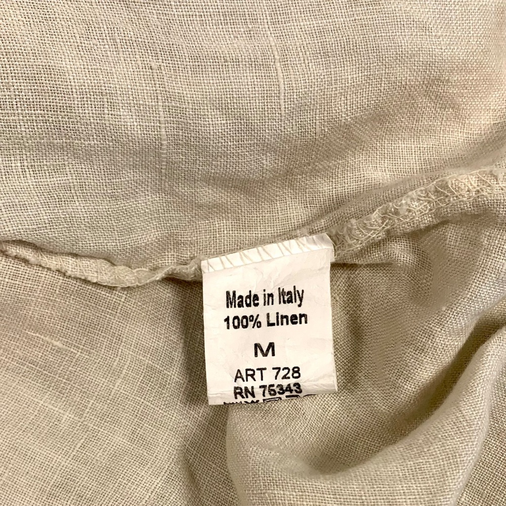 Boho chic 100% Linen Made in Italy tan/beige high low top buttons spring/beach - Picture 16 of 16